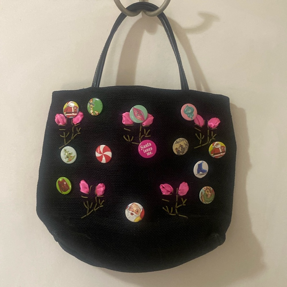 Embroidered Buttons Pins Festive Jute Grandmacore Bag Tote by River Island